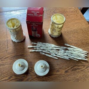 Vintage 2 Faux Ivory Flower Treasure Cocktail Fork Sets